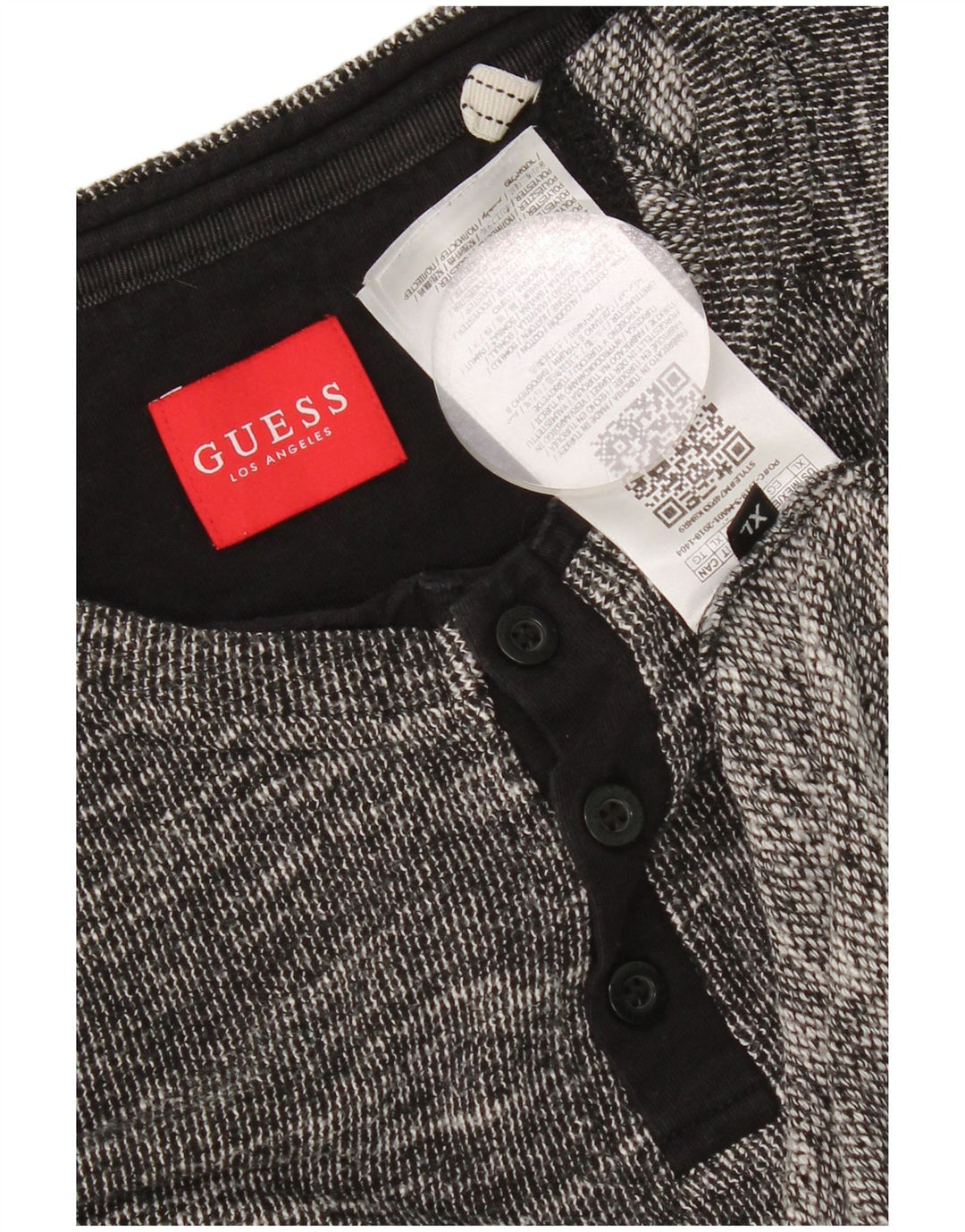 Мужской топ Guess с длинным рукавом, большой серый хлопок с крапинками
