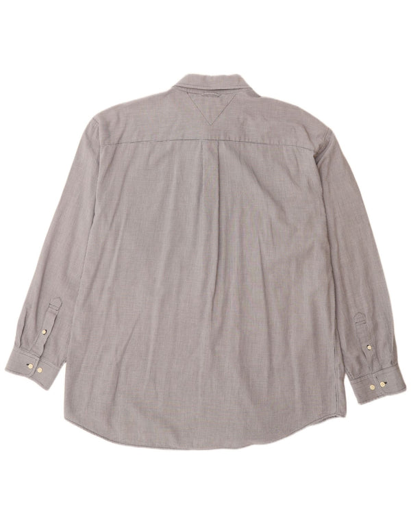 Мужская рубашка Tommy Hilfiger XL серая, хлопок с узором «гусиные лапки»