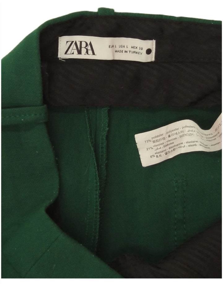 Женские прямые укороченные брюки Zara, большие размеры W30 L24, зеленый полиэстер