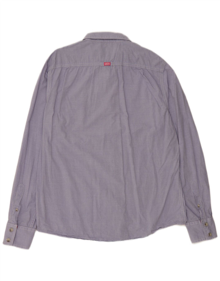 SUPERDRY Мужская рубашка 2XL, синяя хлопковая полоска