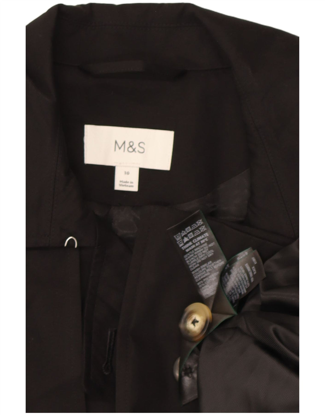 Женский двубортный тренч Marks & Spencer UK 10, маленький черный