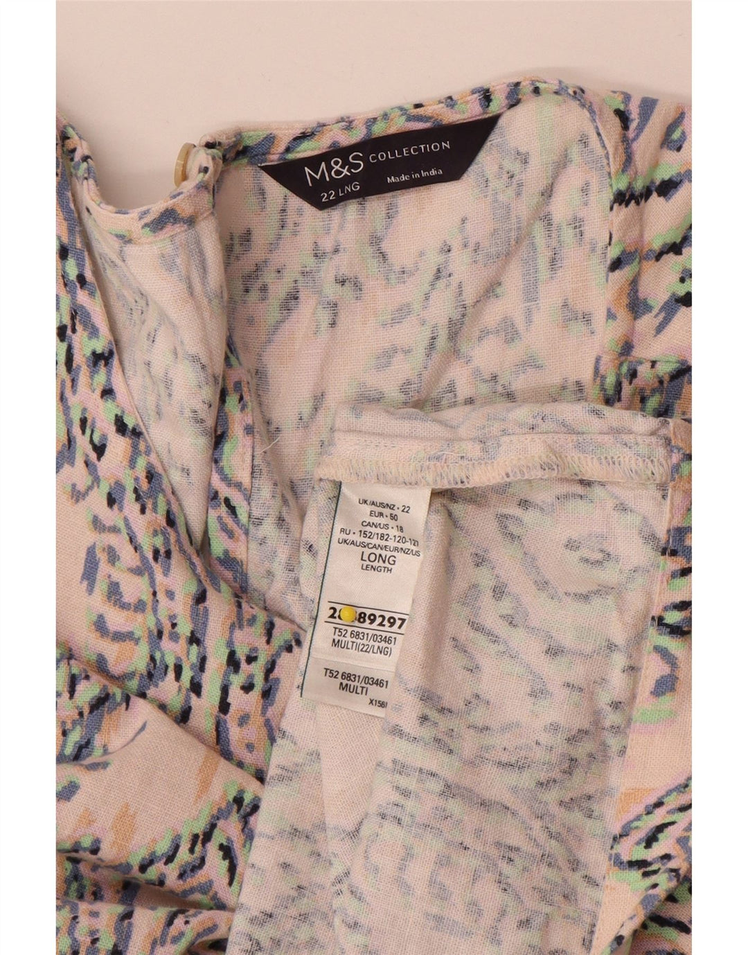 Женское платье прямого кроя без рукавов Marks & Spencer UK 22 3XL разноцветный икат