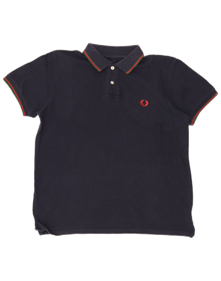 Мужская рубашка-поло Fred Perry среднего размера, темно-синяя, хлопок