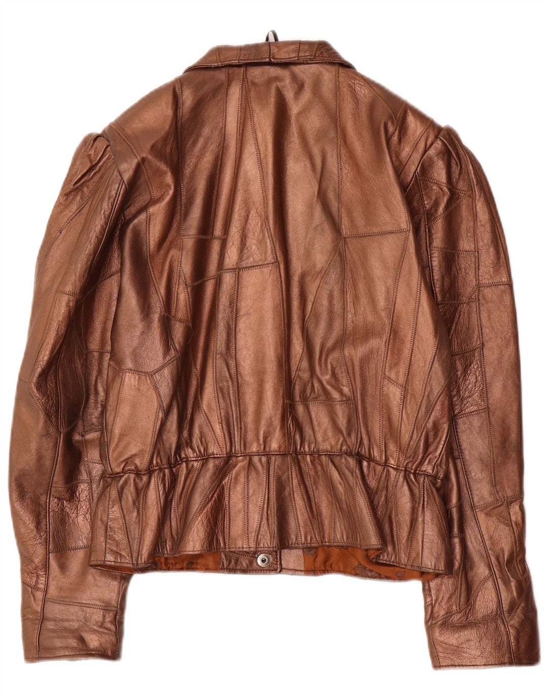 Винтажная женская кожаная куртка UK 14 среднего коричневого цвета