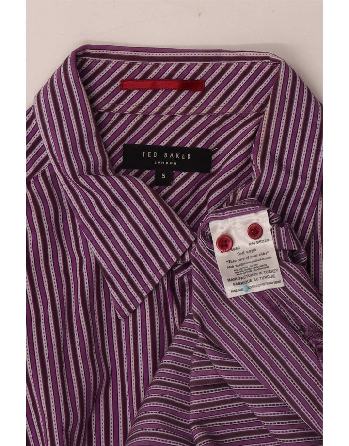 Мужская рубашка Ted Baker, размер 5 XL, фиолетовая хлопковая полоска