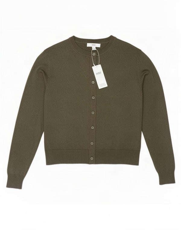 Женский укороченный кардиган Marks & Spencer UK 12, средний хаки, вискоза