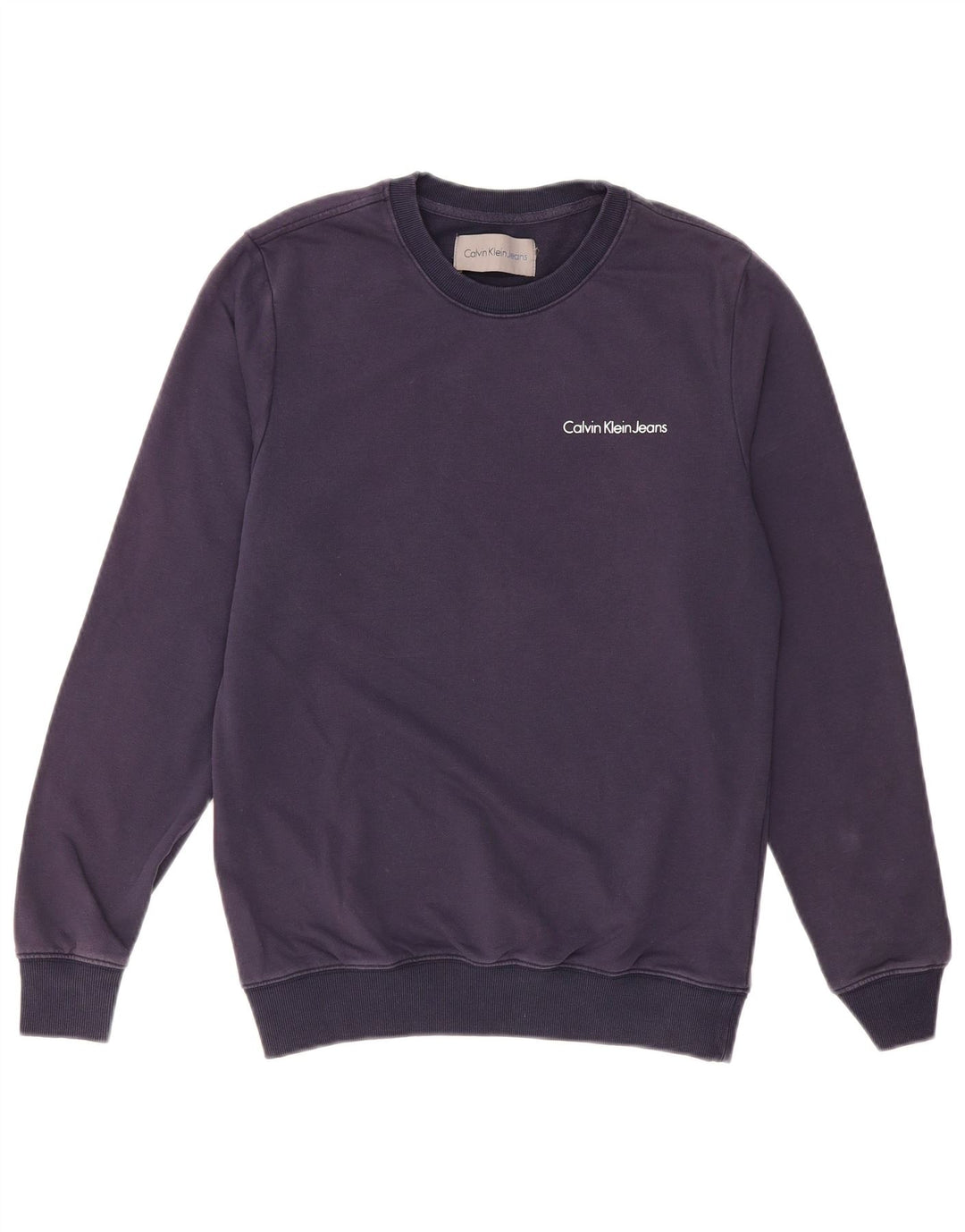 CALVIN KLEIN JEANS Mens Sweatshirt Jumper Small Navy Blue Cotton