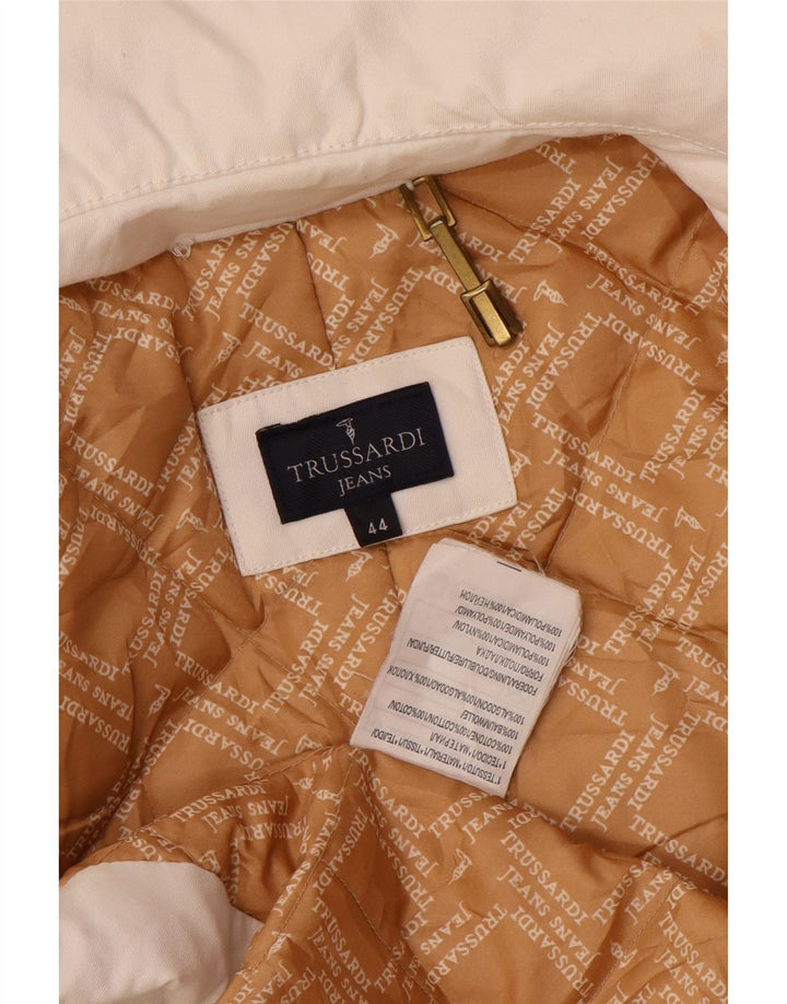 Trussardi Jeans Женское Стеганое Пальто IT 44 Средний Белый Хлопок