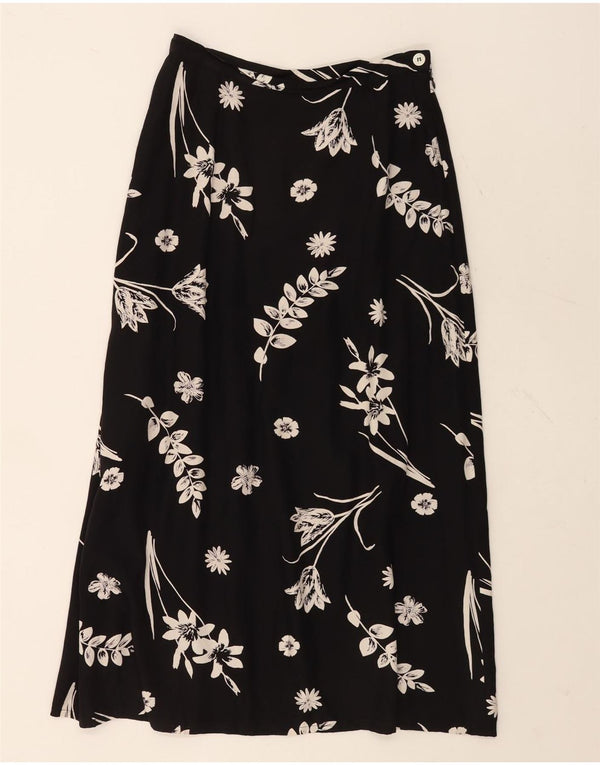 Юбка миди женская Laura Ashley UK 12 Medium W26 Черная вискоза с цветочным принтом