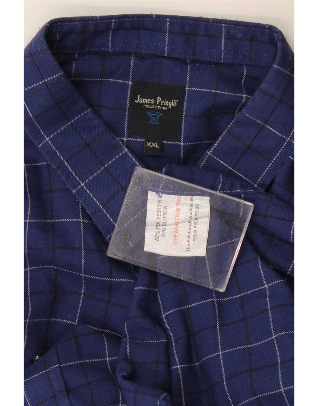 Мужская фланелевая рубашка James Pringle 2XL темно-синяя клетка из полиэстера