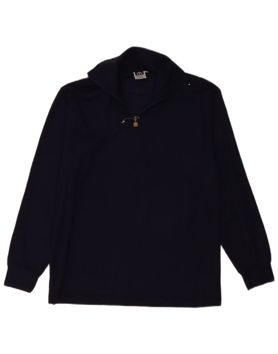 Винтажный мужской свитер с воротником на молнии IT 50, средний темно-синий, шерсть