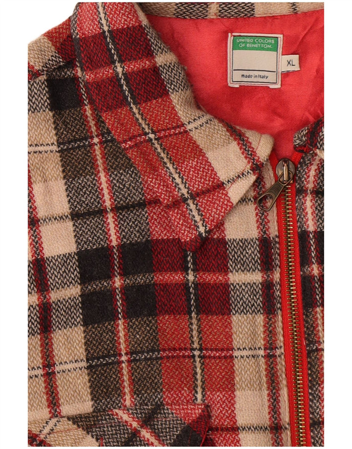 Женская верхняя рубашка Benetton Oversized, Великобритания 18 XL, полиэстер в красную клетку
