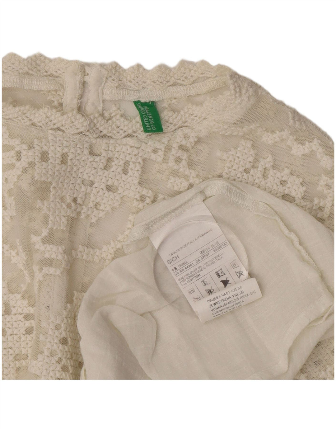Женская блузка большого размера с длинными рукавами Benetton, Великобритания, 10 маленьких размеров, белый хлопок