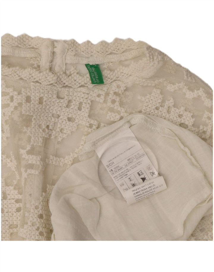 Женская блузка большого размера с длинными рукавами Benetton, Великобритания, 10 маленьких размеров, белый хлопок