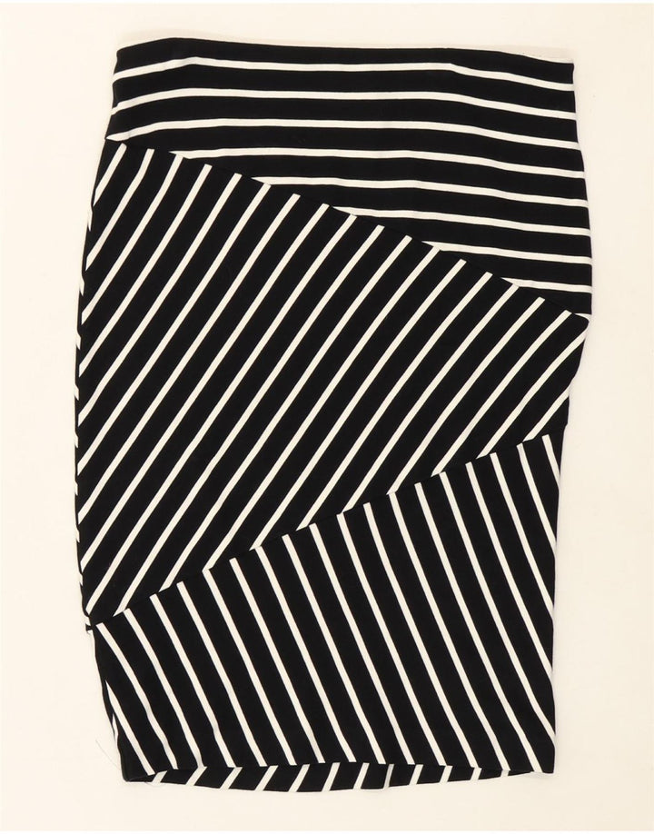 MOSSIMO Womens Straight Skirt Medium W30 Black Striped Rayon Vintage Mossimo and Second-Hand Mossimo from Messina Hembry 