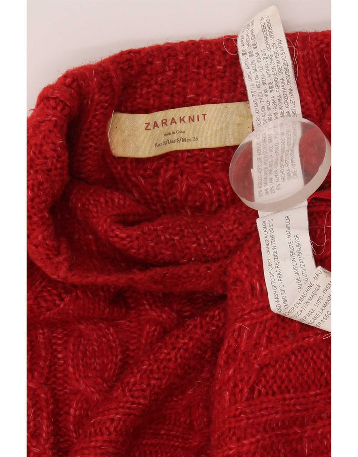 Женский джемпер с высоким воротником Zara UK 10, маленький красный акрил