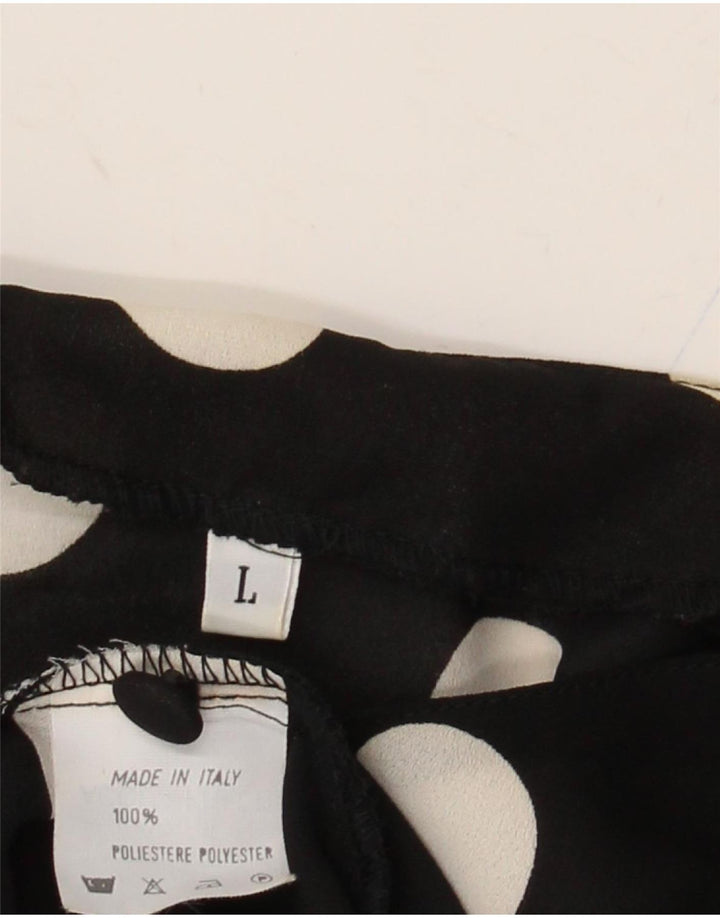 Женская блузка-рубашка с коротким рукавом VINTAGE UK 16, большой черный горошек