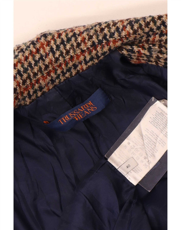 Trussardi Jeans Женское Пальто IT 40 Маленькое Разноцветное Шерсть "гусиные лапки"