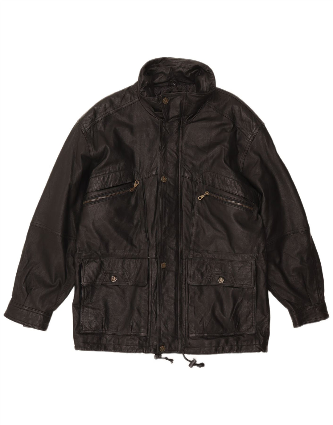 DON CAMILLO Мужская кожаная куртка IT 48 Medium Black Leather