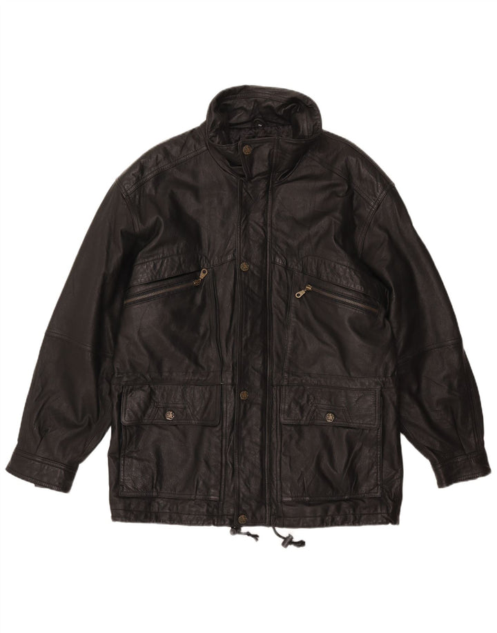 DON CAMILLO Мужская кожаная куртка IT 48 Medium Black Leather