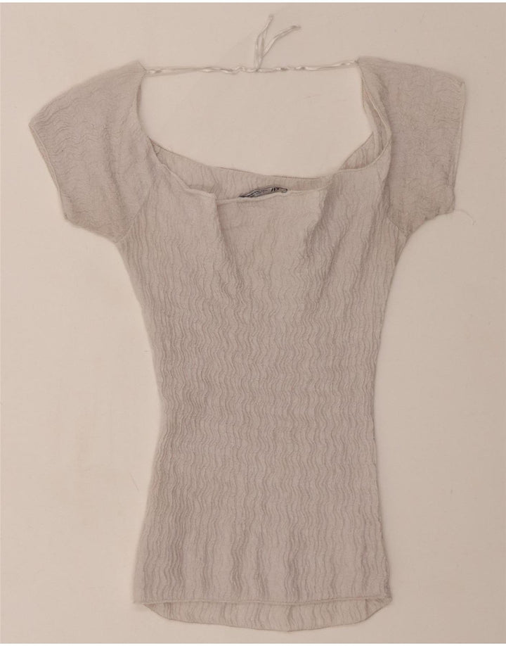 ZARA Womens Blouse Top UK 8 Small Grey
