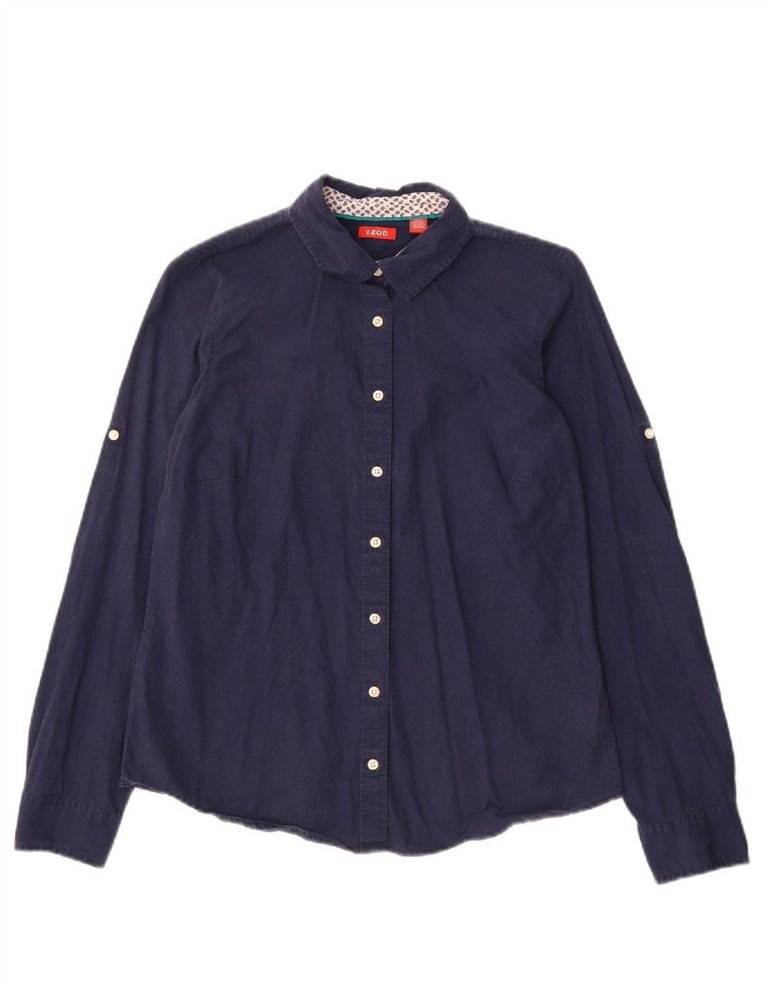 IZOD Womens Shirt UK 14 Medium Navy Blue Cotton