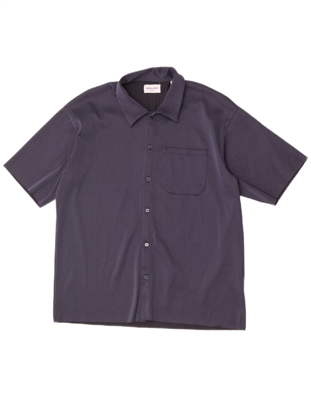Мужская рубашка с коротким рукавом Jack & Jones, большая темно-синяя полоска из полиэстера