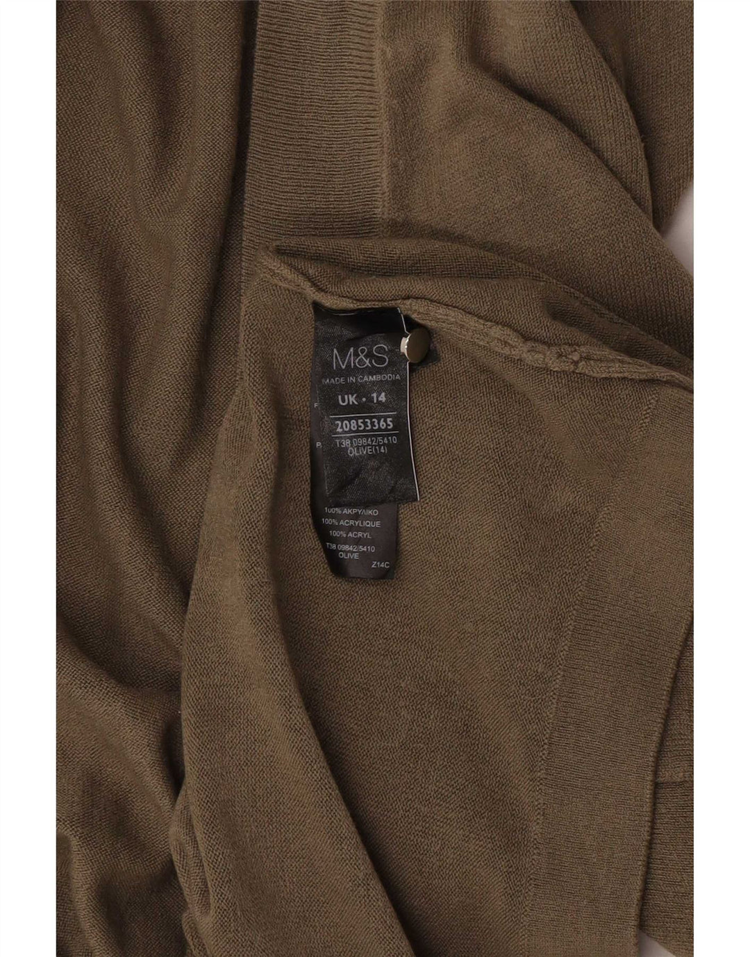 Женский удлиненный открытый кардиган Marks & Spencer UK 14, средний хаки