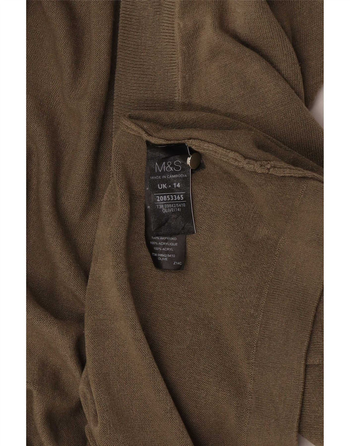 Женский удлиненный открытый кардиган Marks & Spencer UK 14, средний хаки