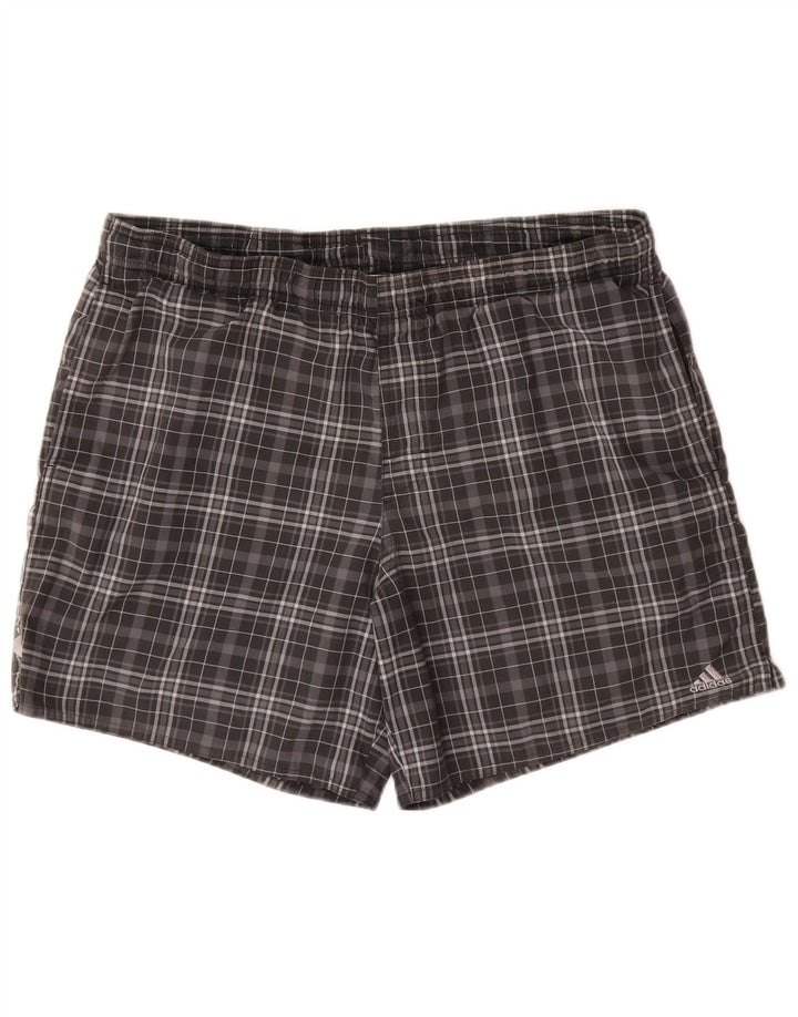 Мужские шорты для плавания Adidas среднего серого цвета в клетку из полиэстера