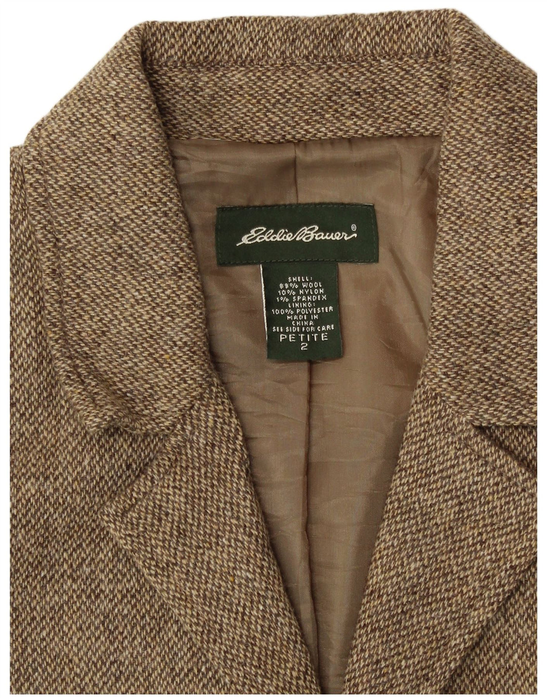 Женский пиджак на трех пуговицах EDDIE BAUER Petite, США 2, XS, бежевый в крапинку