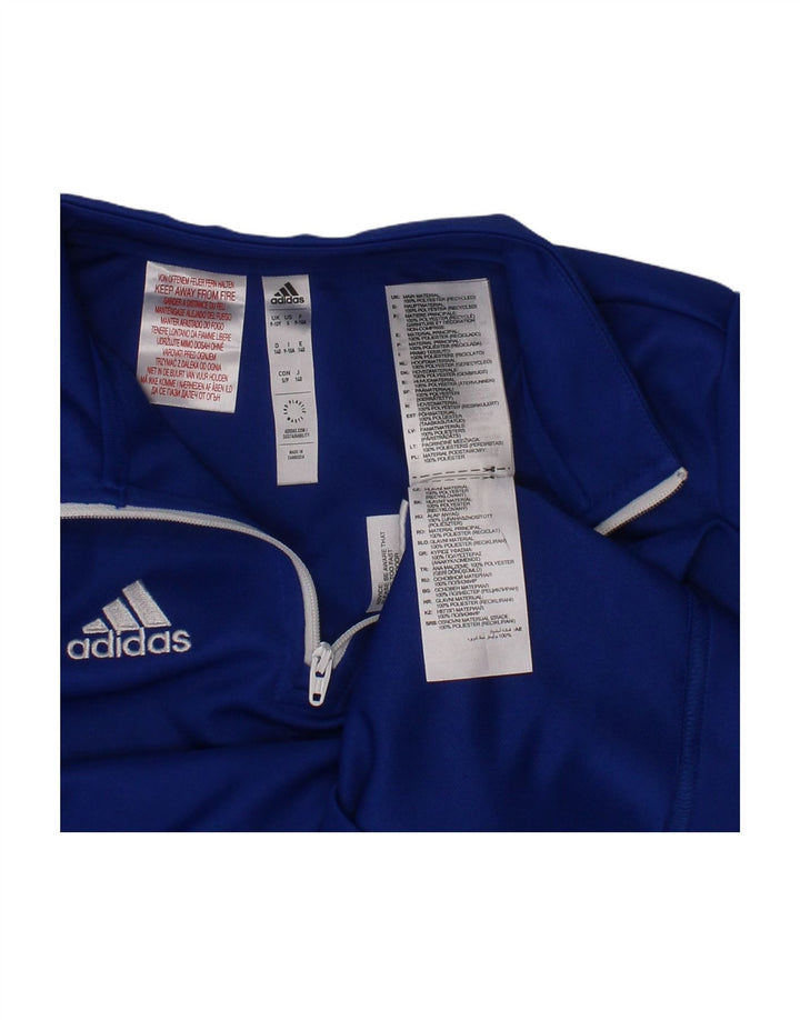 ADIDAS Boys Aeroready Zip Neck Pullover Tracksuit Top 9-10 Years Blue