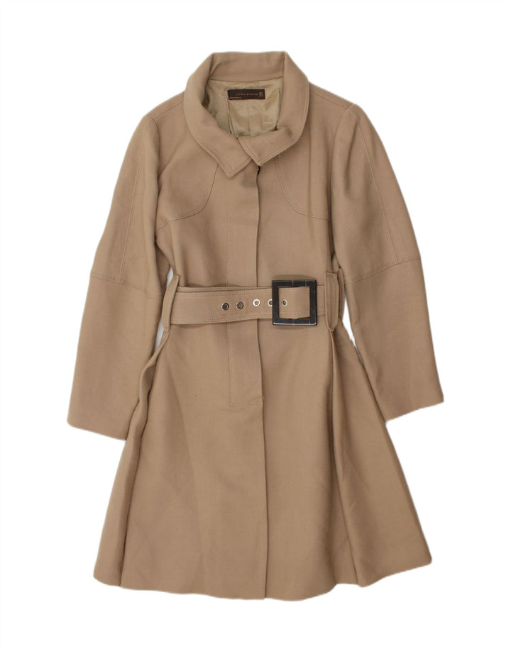 Женское пальто Zara UK 14, большое, бежевое, шерстяное