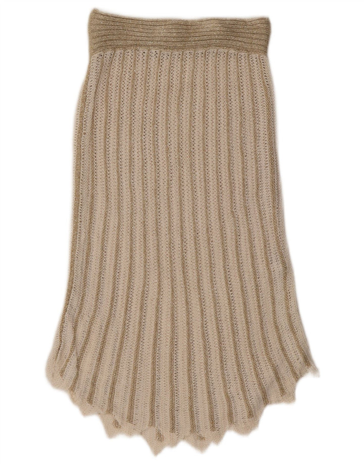 Винтажный женский комплект из 2 юбок UK 8 Small W26 Бежевый акрил в полоску