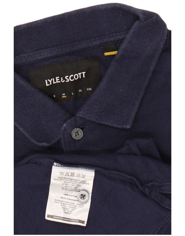 Мужская рубашка-поло LYLE & SCOTT среднего размера, темно-синяя, хлопок