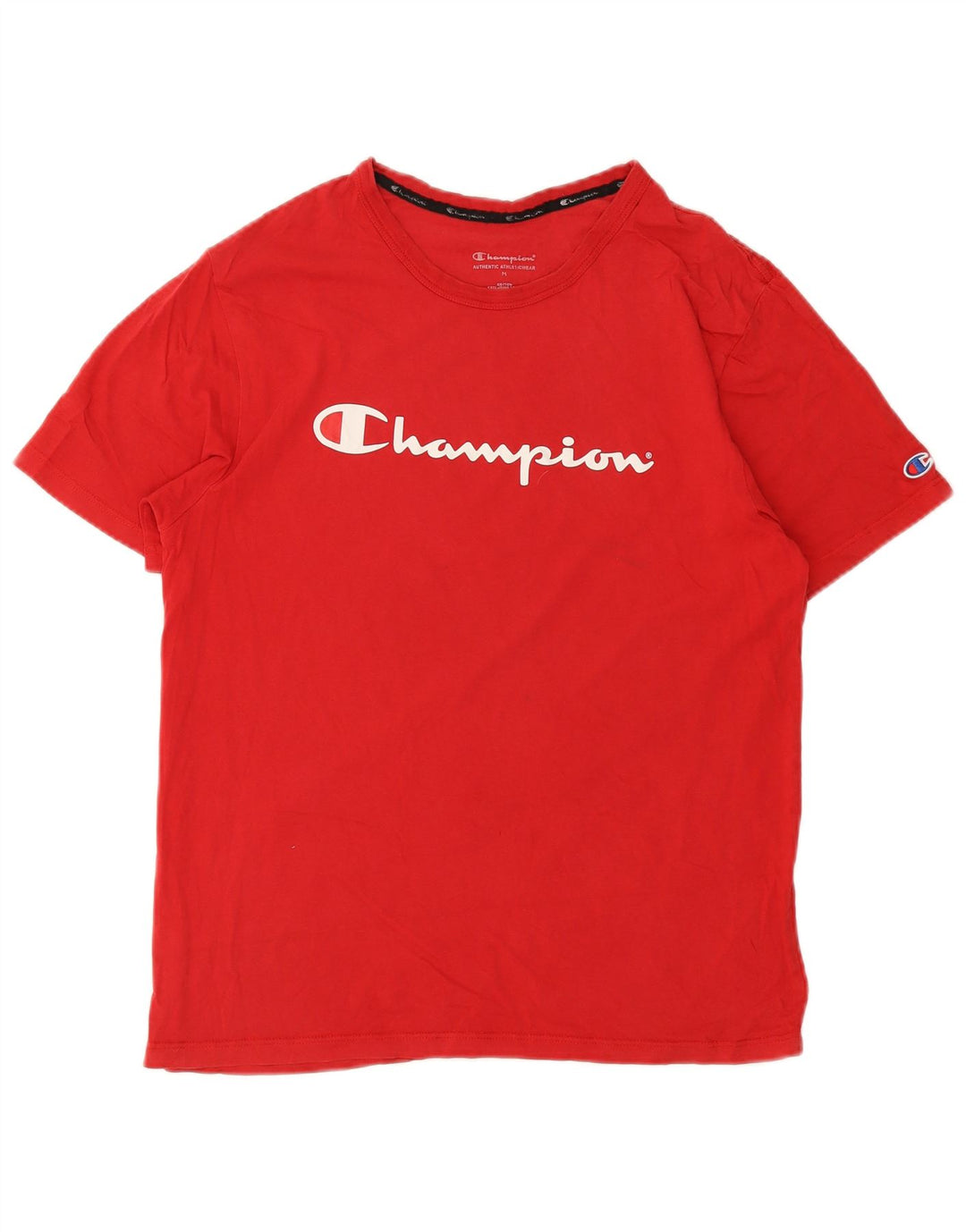 Мужская футболка с рисунком Champion, хлопковый топ среднего красного цвета