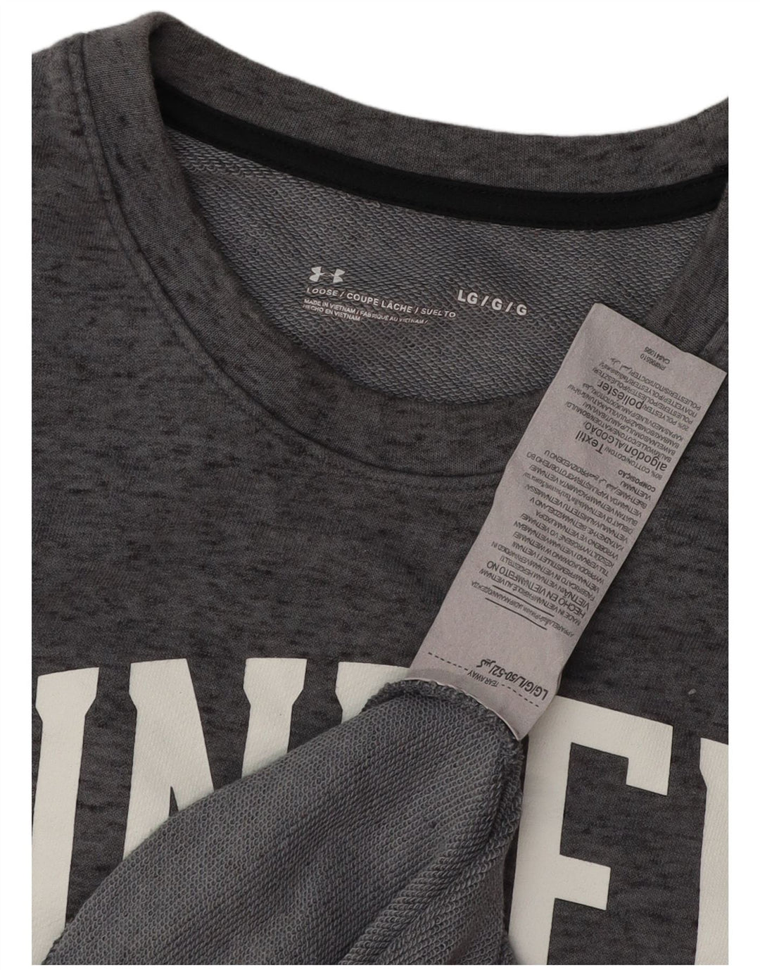 UNDER ARMOUR Mens Graphic Sweatshirt Jumper Large Grey Flecked Cotton