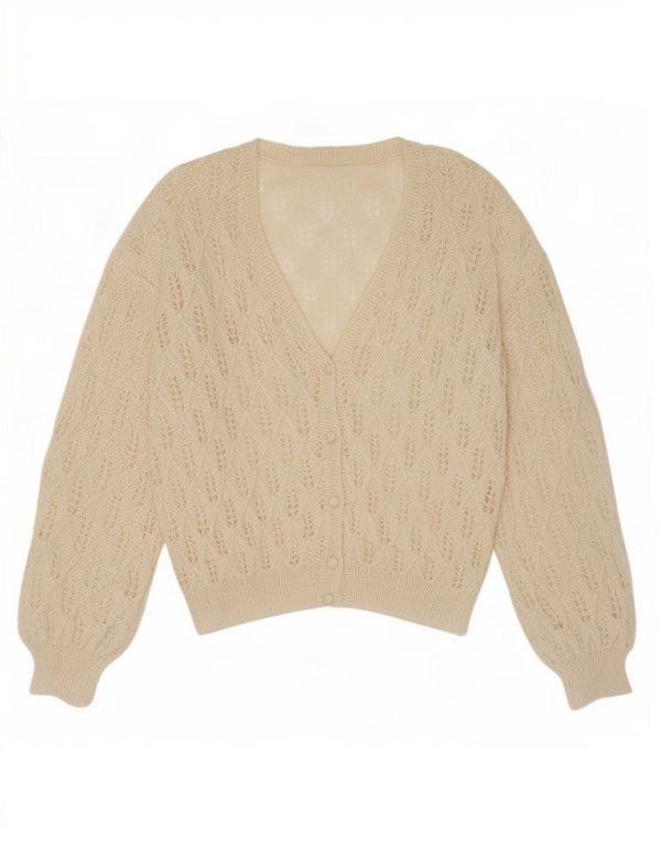 Винтажный женский прозрачный кардиган-свитер UK 20 2XL Off White