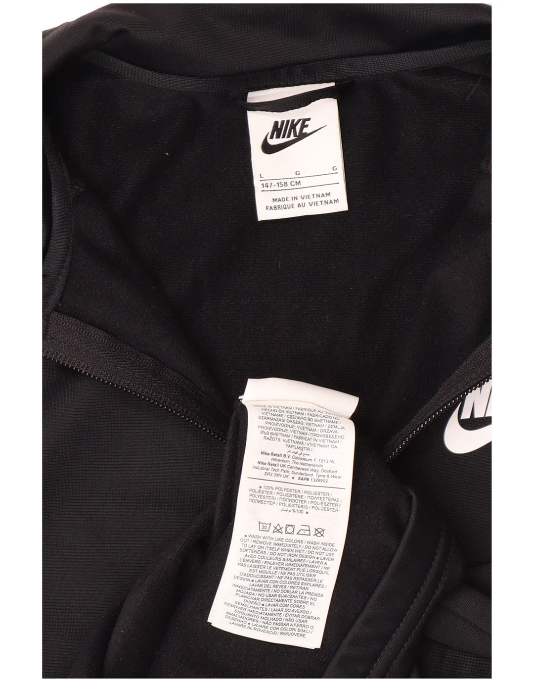 NIKE Boys Tracksuit Top Jacket 12-13 Years Large Black Polyester