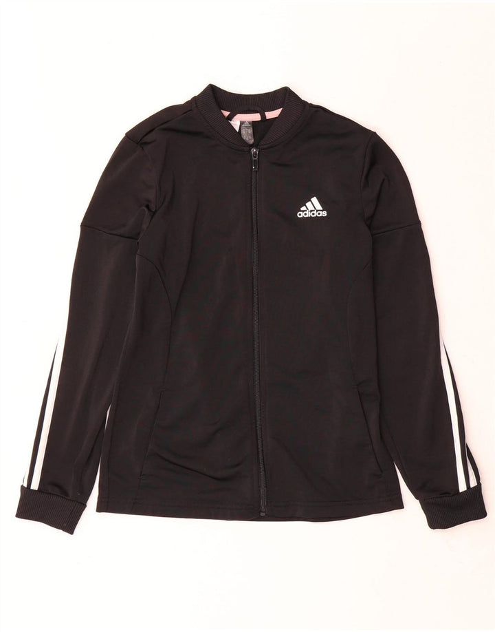 Спортивный костюм Adidas для девочек, верхняя куртка 11-12 лет, черный полиэстер
