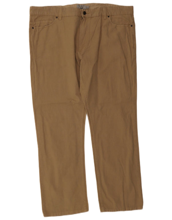 Marks & Spencer Mens Straight Casual Trousers W42 L31 Beige Cotton