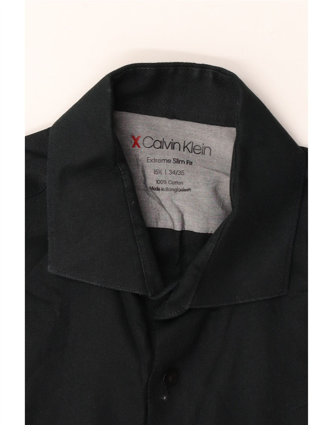 Calvin Klein Мужская рубашка очень узкого кроя, размер 15 1/2, средний черный хлопок