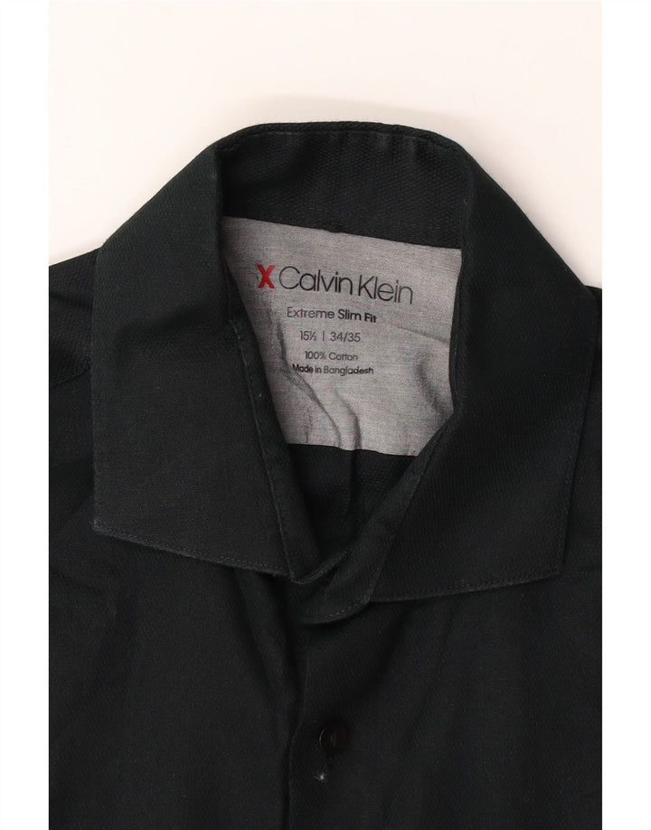 Calvin Klein Мужская рубашка очень узкого кроя, размер 15 1/2, средний черный хлопок