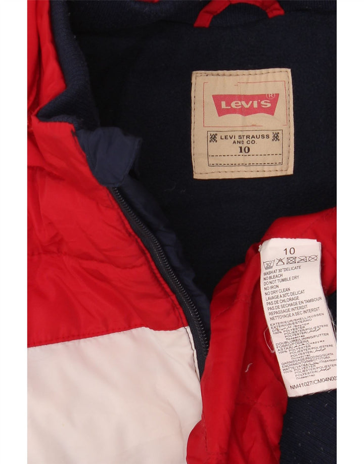 Утепленная куртка с рисунком Levi's для мальчиков 9–10 лет, разноцветная, с цветными блоками