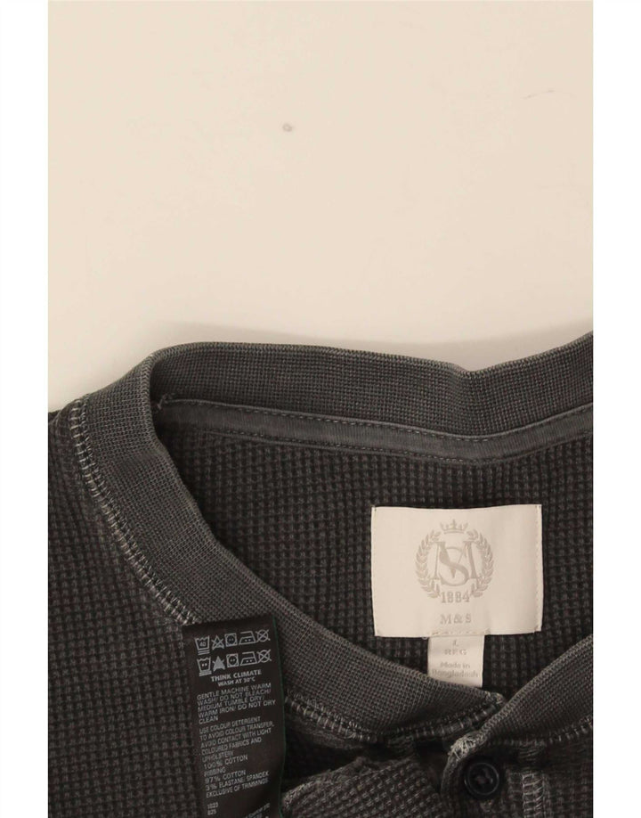 Мужской топ с длинным рукавом Mark & Spencer, большой серый хлопок