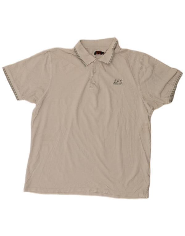 Avirex Mens Polo Shirt 2XL White Striped Cotton