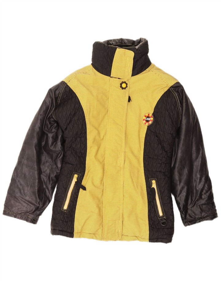 ВИНТАЖНАЯ женская ветровка UK 14, средний желтый цвет, хлопок с цветными блоками