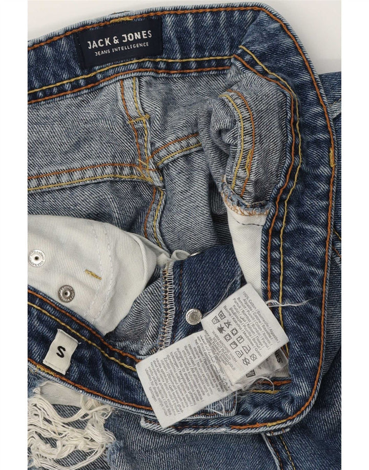 Jack & Jones Мужские джинсовые шорты стандартного кроя с потертостями, маленькие W28, синие, хлопок
