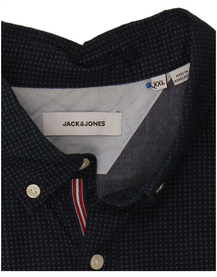 Мужская рубашка Jack & Jones 2XL темно-синяя с пейсли