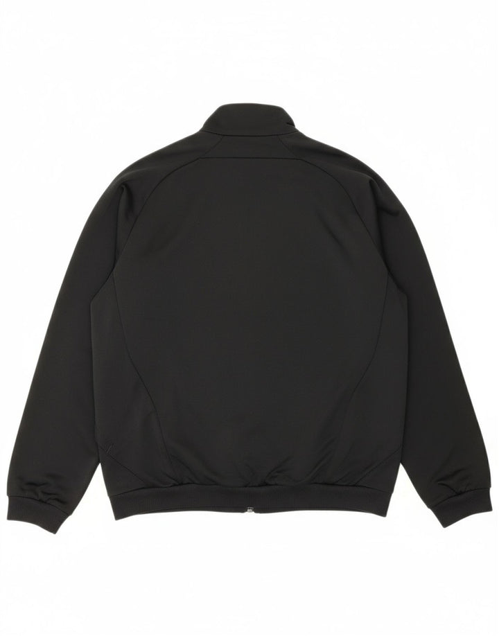 ADIDAS Boys Tracksuit Top Jacket 11-12 Years Black Polyester